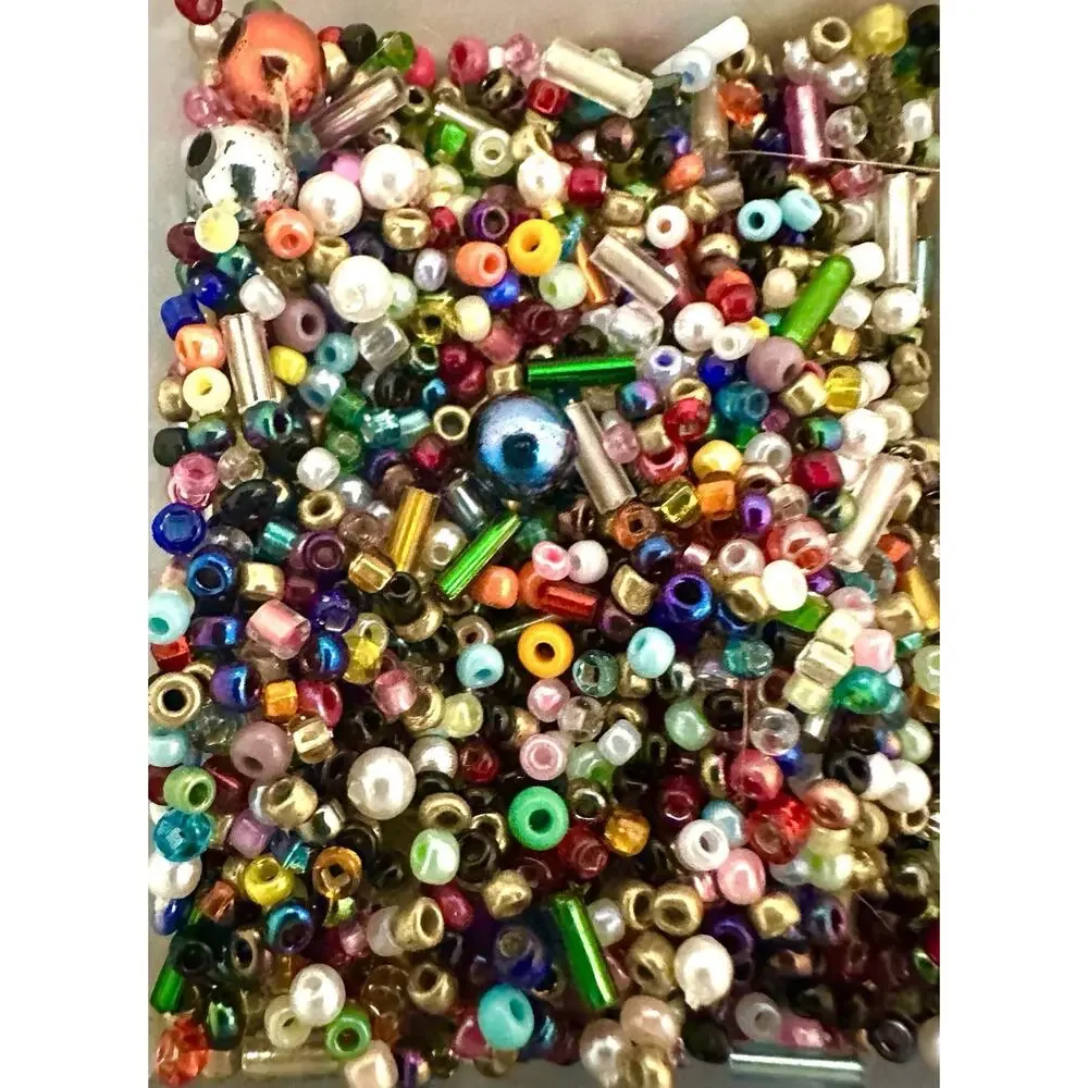 1LB Lot of Loose Mixed Multicolor Glass Seed Beads & Bugle Beads New